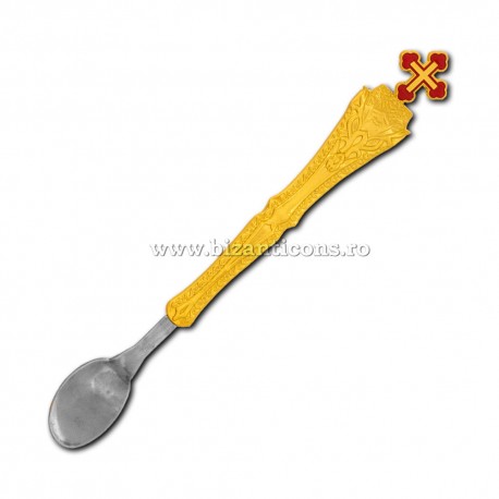 Lingurita inox - maner aurit - email rosu 16cm Lingurita inox - maner aurit - email rosu 16cm