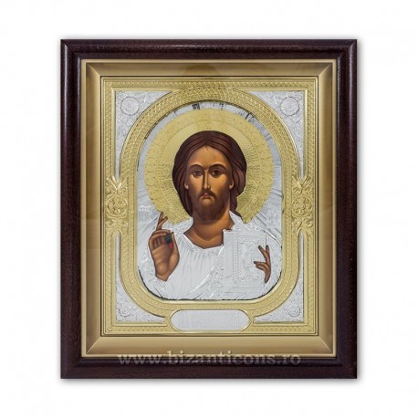 ICOANA rama aurita si argintata M Pantocrator ICOANA rama aurita si argintata M Pantocrator