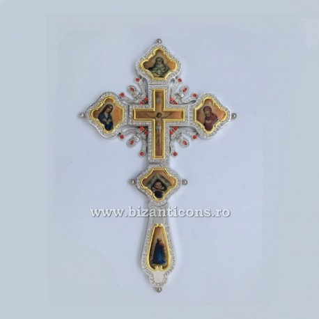 Cruce Binecuvantare Argintie cu auriu - cu icoana Cruce Binecuvantare Argintie cu auriu - cu icoana